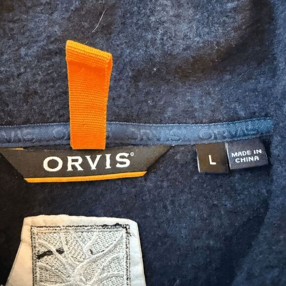 Orvis Men's Fleece Camping Hiking Mock Neck Sleeveless Full Zip Vest Blue Large - Picture 3 of 8